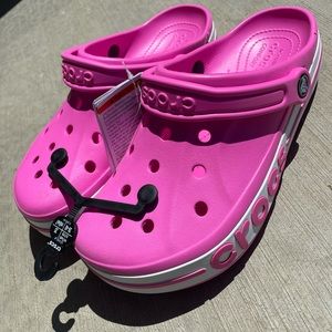 ❌SOLD❌ Pink & White Bayaband Crocs